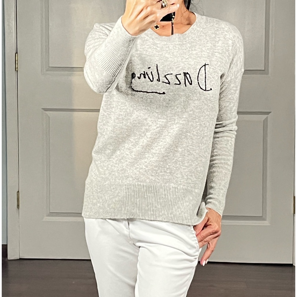 J.Crew DAZZLING graphic wool blend gray sweater size XS